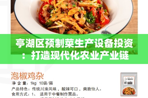 亭湖区预制菜生产设备投资：打造现代化农业产业链