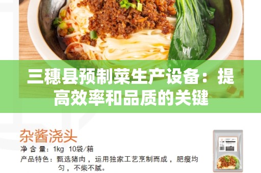 三穗县预制菜生产设备：提高效率和品质的关键