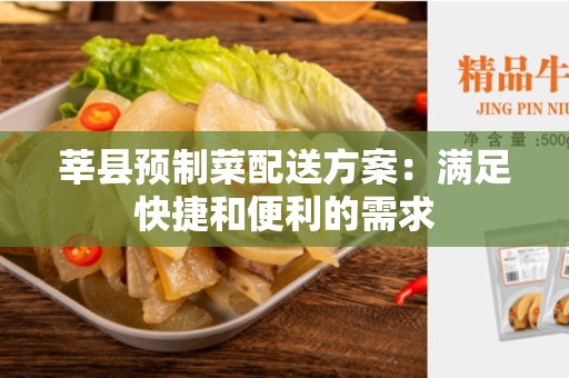 莘县预制菜配送方案：满足快捷和便利的需求