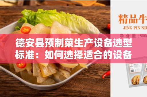 德安县预制菜生产设备选型标准：如何选择适合的设备？