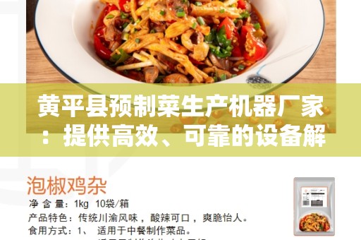黄平县预制菜生产机器厂家：提供高效、可靠的设备解决方案
