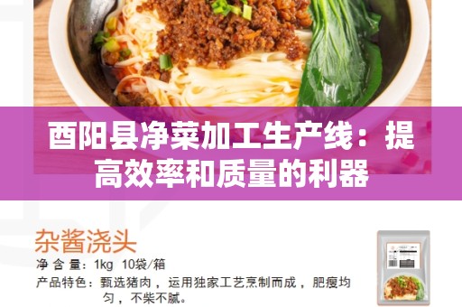酉阳县净菜加工生产线：提高效率和质量的利器