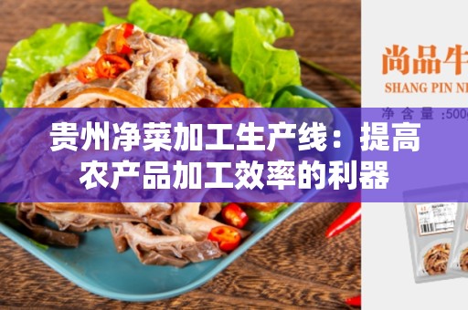 贵州净菜加工生产线：提高农产品加工效率的利器