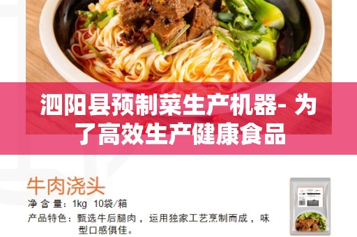 泗阳县预制菜生产机器- 为了高效生产健康食品