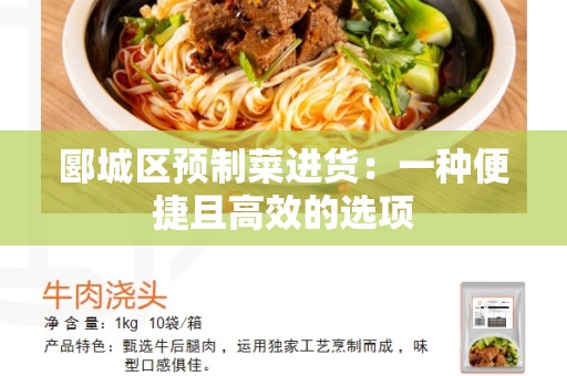 郾城区预制菜进货：一种便捷且高效的选项