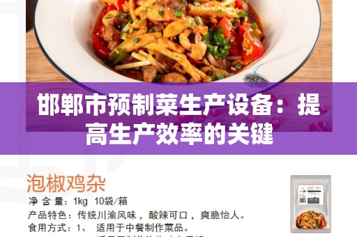 邯郸市预制菜生产设备：提高生产效率的关键