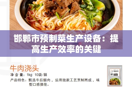 邯郸市预制菜生产设备：提高生产效率的关键