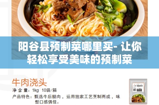 阳谷县预制菜哪里买- 让你轻松享受美味的预制菜