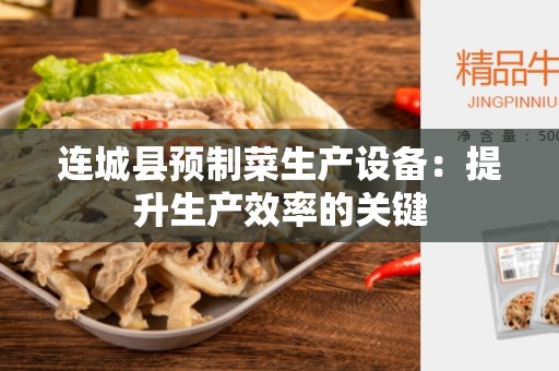 连城县预制菜生产设备：提升生产效率的关键
