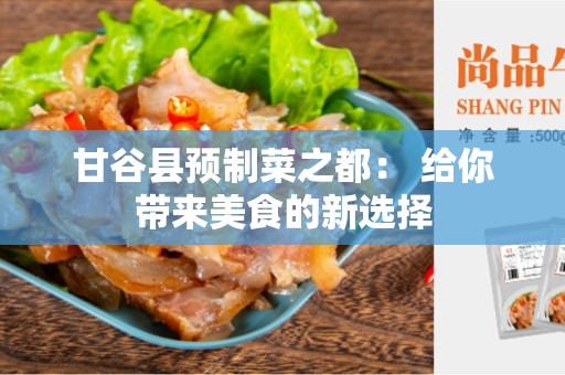 甘谷县预制菜之都： 给你带来美食的新选择