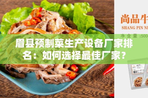 眉县预制菜生产设备厂家排名：如何选择最佳厂家？