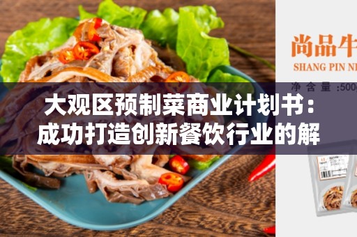 大观区预制菜商业计划书：成功打造创新餐饮行业的解决方案