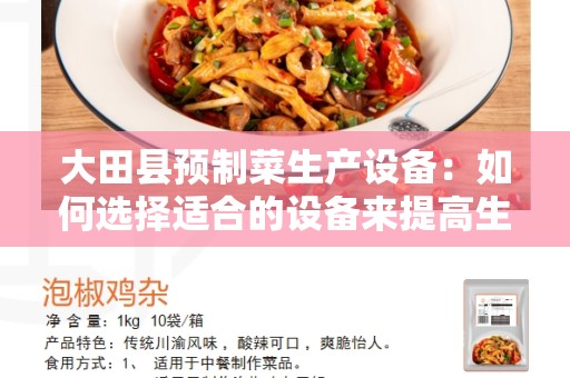大田县预制菜生产设备：如何选择适合的设备来提高生产效率？