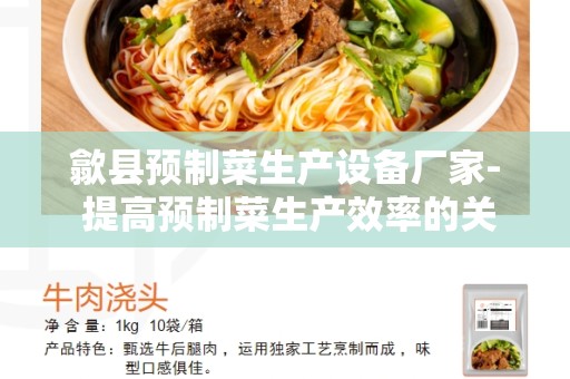 歙县预制菜生产设备厂家- 提高预制菜生产效率的关键
