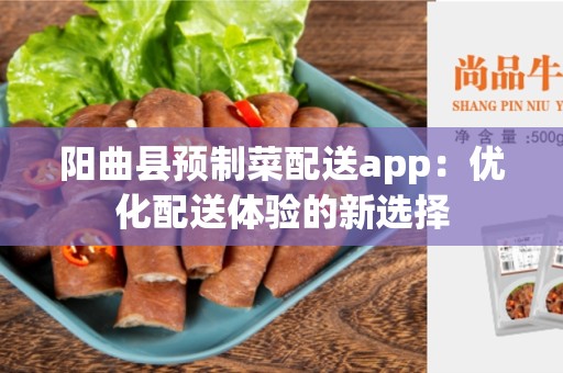 阳曲县预制菜配送app：优化配送体验的新选择