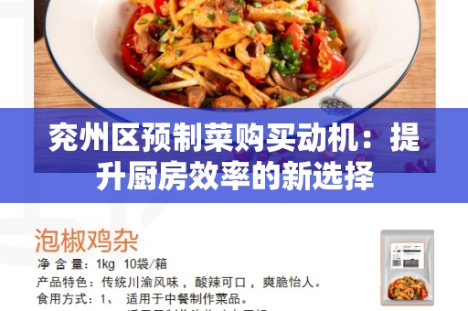 兖州区预制菜购买动机：提升厨房效率的新选择