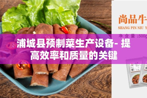 浦城县预制菜生产设备- 提高效率和质量的关键