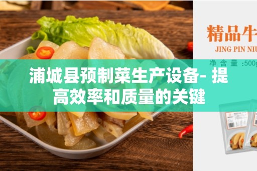 浦城县预制菜生产设备- 提高效率和质量的关键
