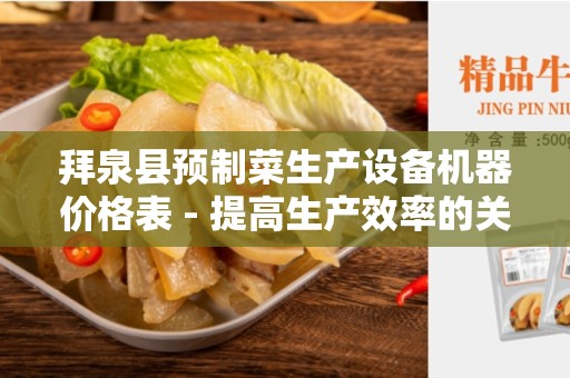 拜泉县预制菜生产设备机器价格表 - 提高生产效率的关键