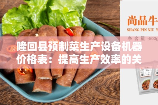 隆回县预制菜生产设备机器价格表：提高生产效率的关键