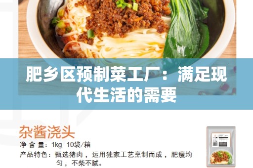 肥乡区预制菜工厂：满足现代生活的需要